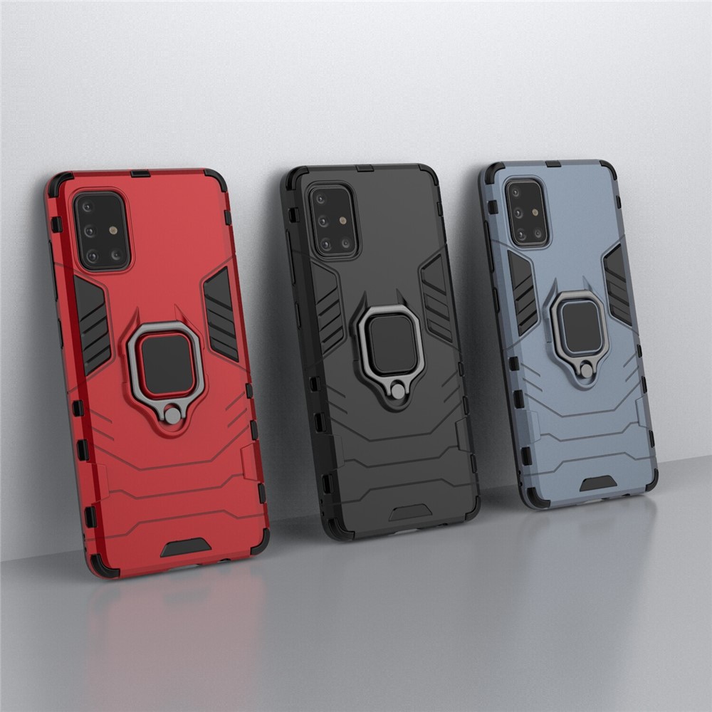 Plastic + TPU Case with Kickstand for Samsung Galaxy A71 - Black-11