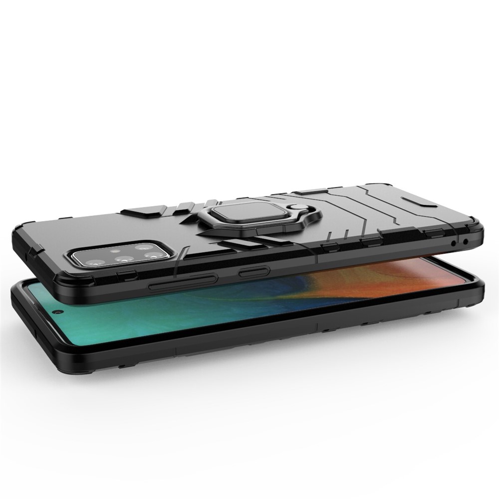 Plastic + TPU Case with Kickstand for Samsung Galaxy A71 - Black-5