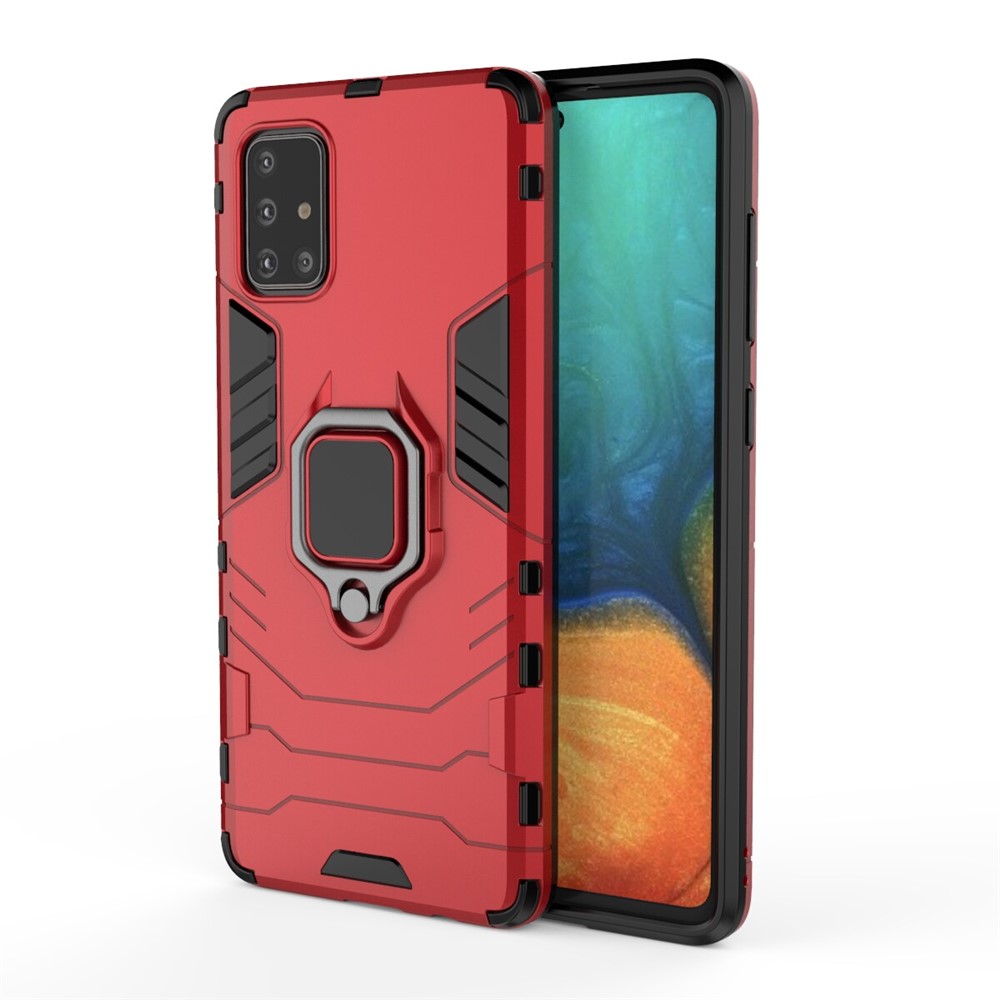 Plastic + TPU Case with Kickstand for Samsung Galaxy A71 - Red-2