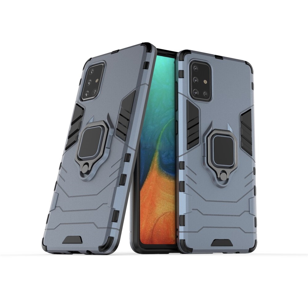 Plastic + TPU Case with Kickstand for Samsung Galaxy A71 - Blue-1
