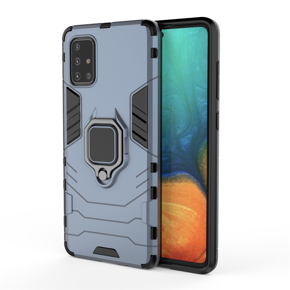 Plastic + TPU Case with Kickstand for Samsung Galaxy A71 - Blue-2