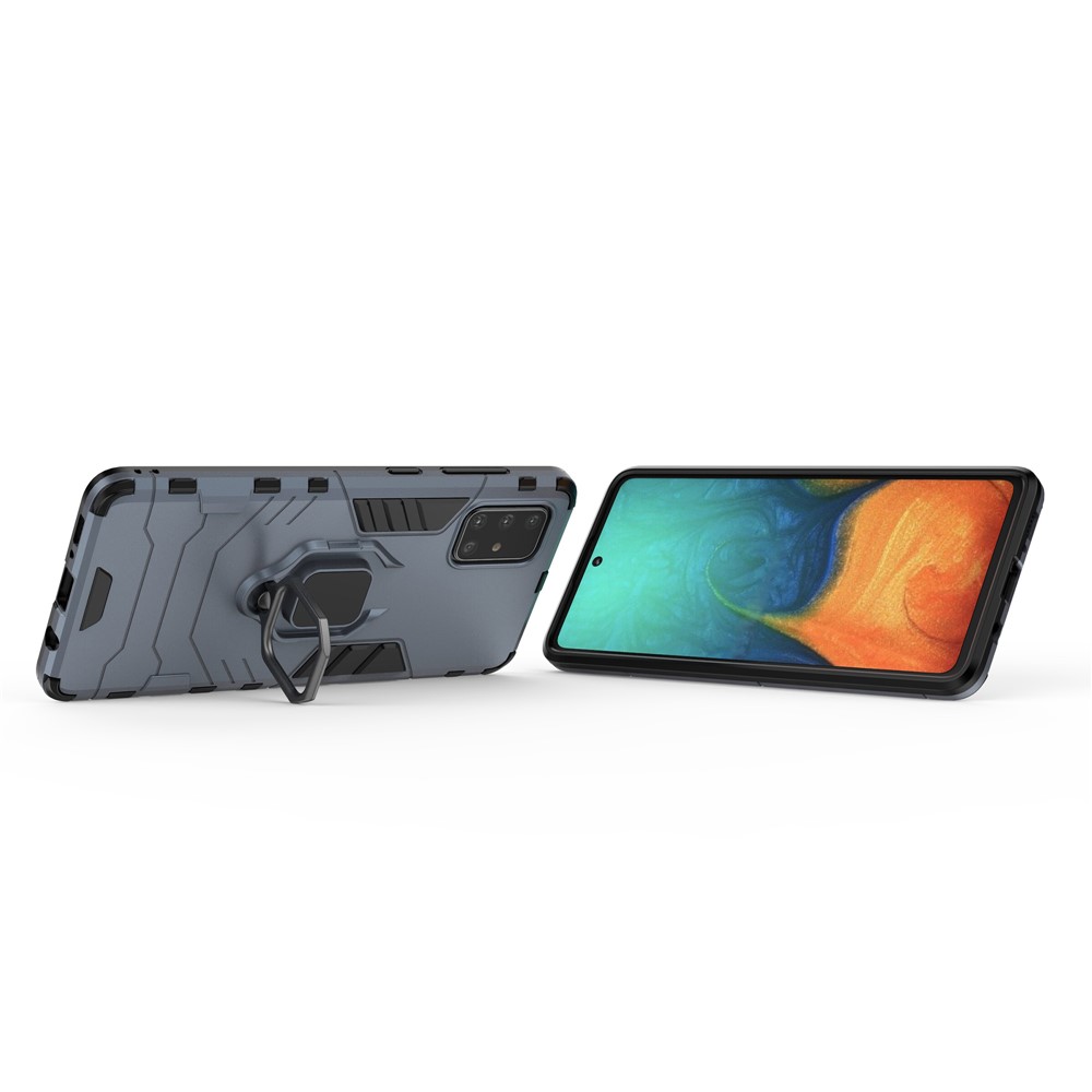 Plastic + TPU Case with Kickstand for Samsung Galaxy A71 - Blue-3
