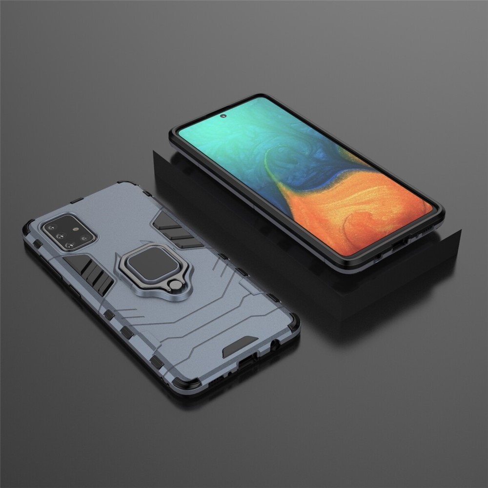 Plastic + TPU Case with Kickstand for Samsung Galaxy A71 - Blue-4