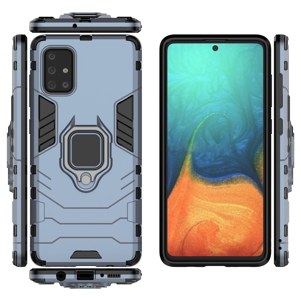 Plastic + TPU Case with Kickstand for Samsung Galaxy A71 - Blue-5