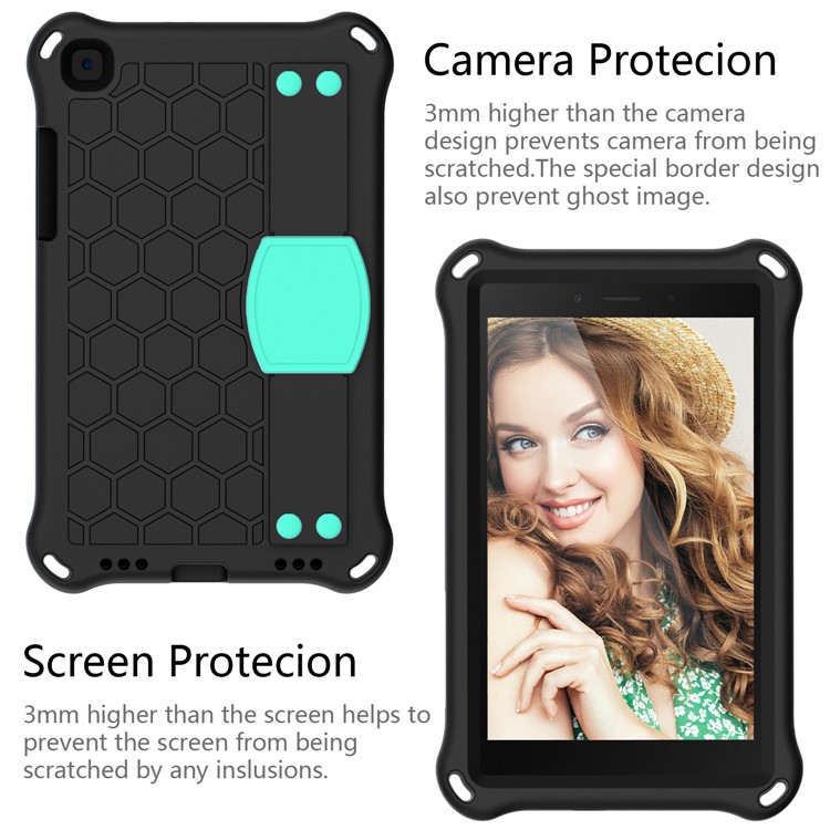 Honeycomb Texture EVA Tablet Combo Shell for Samsung Galaxy Tab A 8.0 Wi-Fi (2019) SM-T290 T295 - Black/Cyan-1