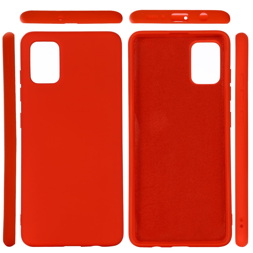 Shockrpoof Couvercle de Boîtier en Silicone Liquide à Poussière Anti-rayures Pour Samsung Galaxy A51 - Rouge