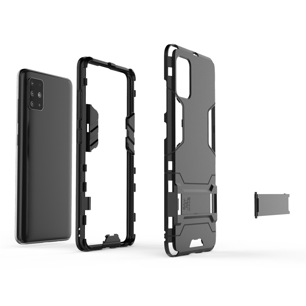 Cool Guard PC + TPU Hybrid Casing Com Kickstand Para Samsung Galaxy A51 - Preto