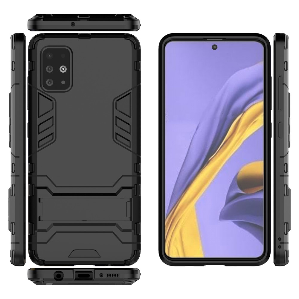 Cool Guard PC + TPU Hybrid Casing Com Kickstand Para Samsung Galaxy A51 - Preto