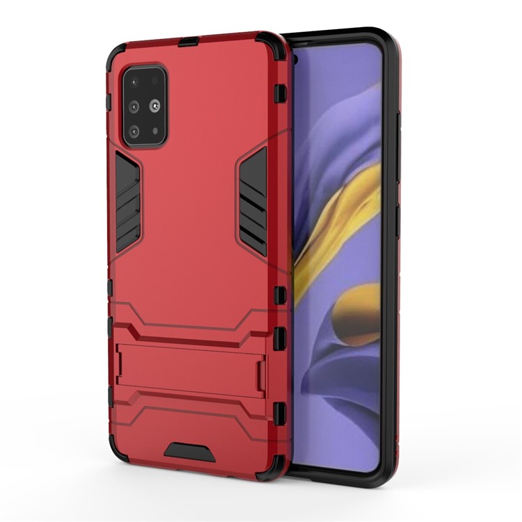 Cool Guard PC + TPU Hybrid Casing with Kickstand for Samsung Galaxy A51 - Red-2