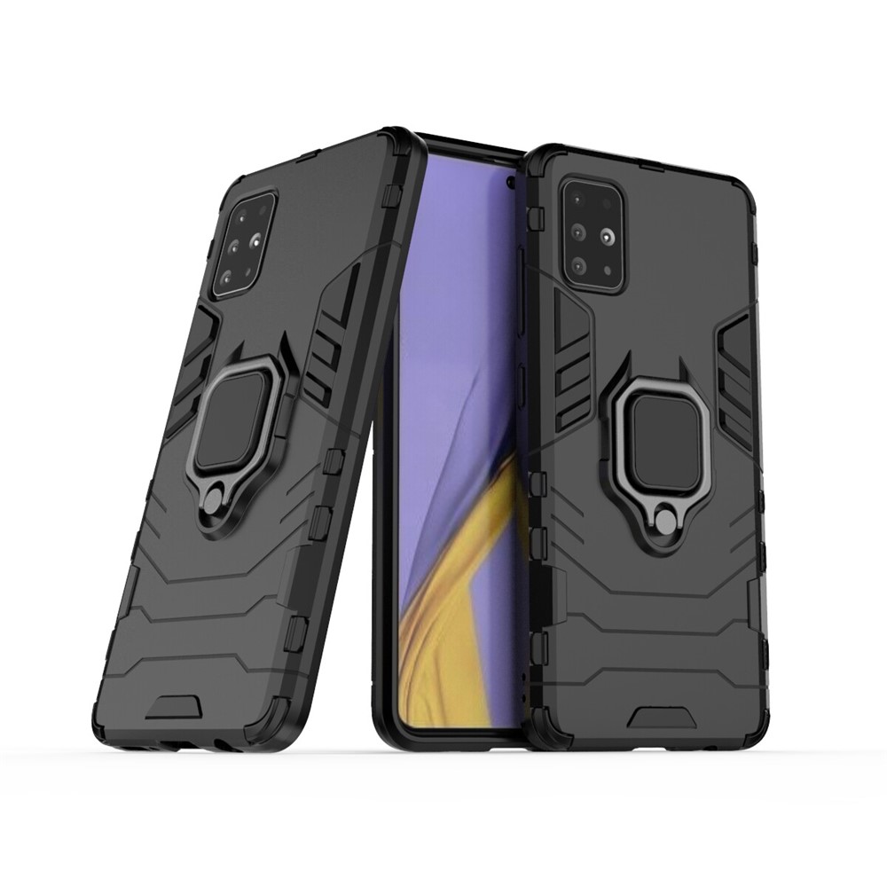 2-in-1 + TPU Kunststoff Telefonkastenschale Mit Kippständer Für Samsung Galaxy A51 - Schwarz-1