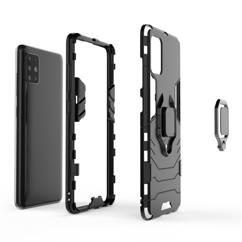 2-in-1 + TPU Kunststoff Telefonkastenschale Mit Kippständer Für Samsung Galaxy A51 - Schwarz-6