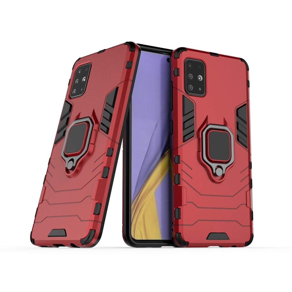 2-in-1 Plastic + TPU Phone Case Shell with Kickstand for Samsung Galaxy A51 - Red-1