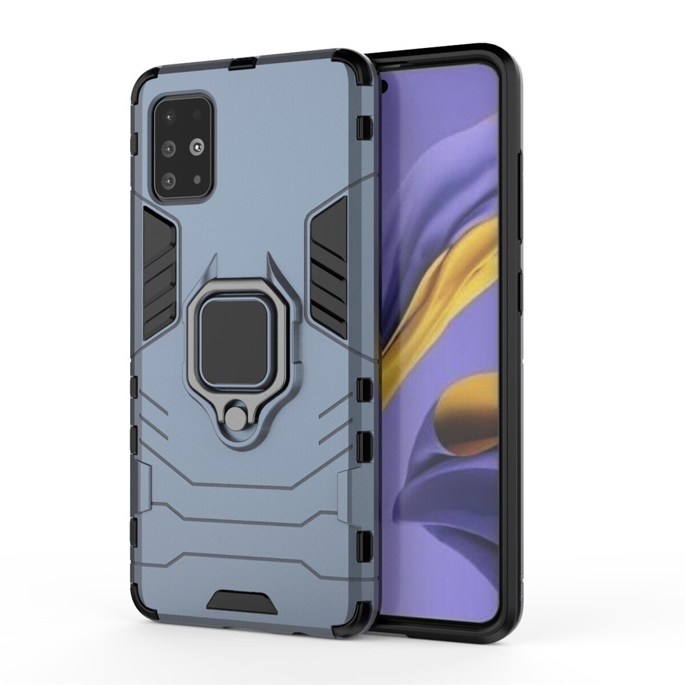 2-in-1 Plastic + TPU Phone Case Shell with Kickstand for Samsung Galaxy A51 - Blue-2