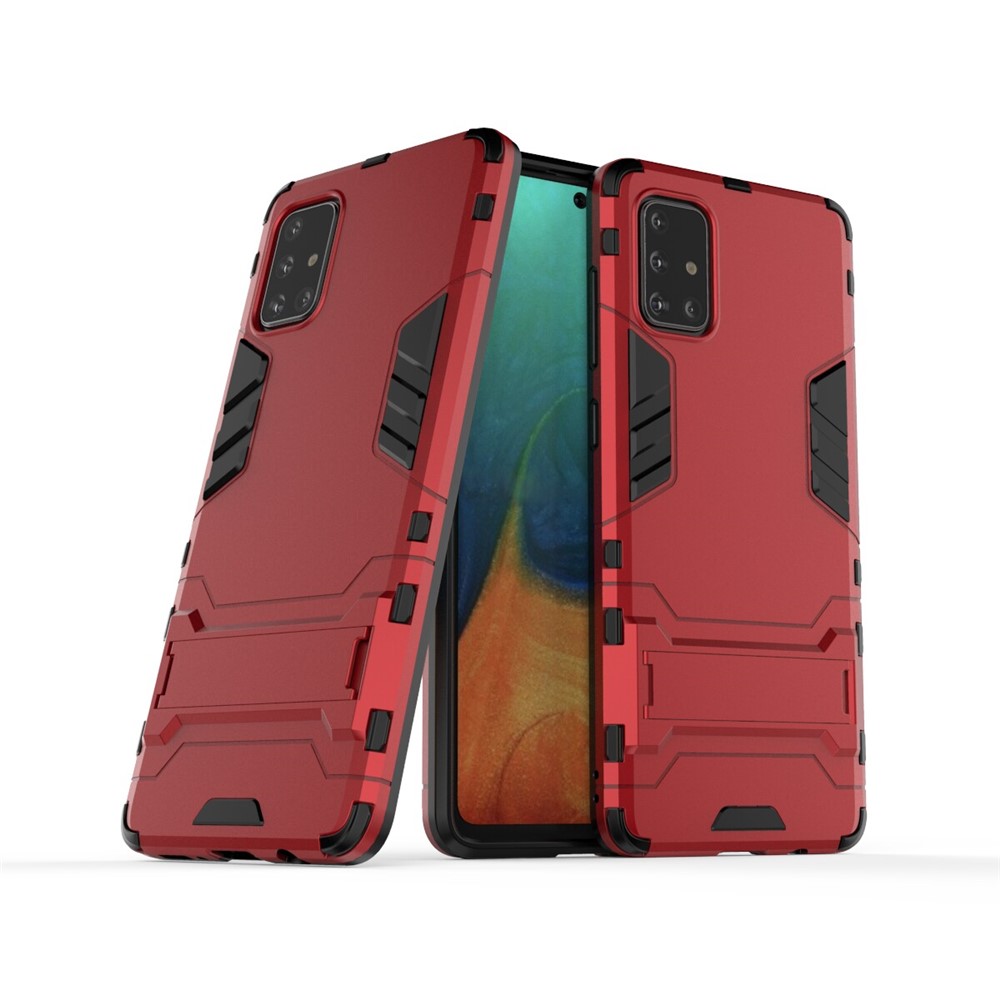 2-in-1 PC + TPU Phone Shell with Kickstand for Samsung Galaxy A71 - Red-1