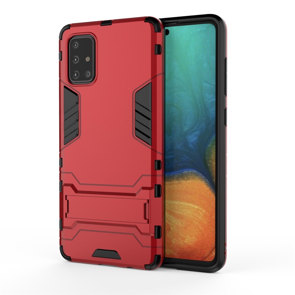 2-in-1 PC + TPU Phone Shell with Kickstand for Samsung Galaxy A71 - Red-2