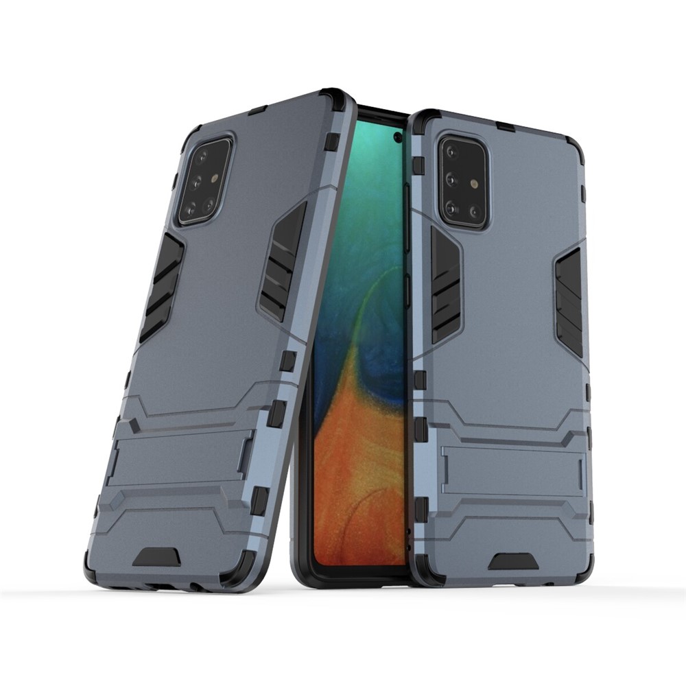 2-in-1 PC + TPU Phone Shell with Kickstand for Samsung Galaxy A71 - Blue-1