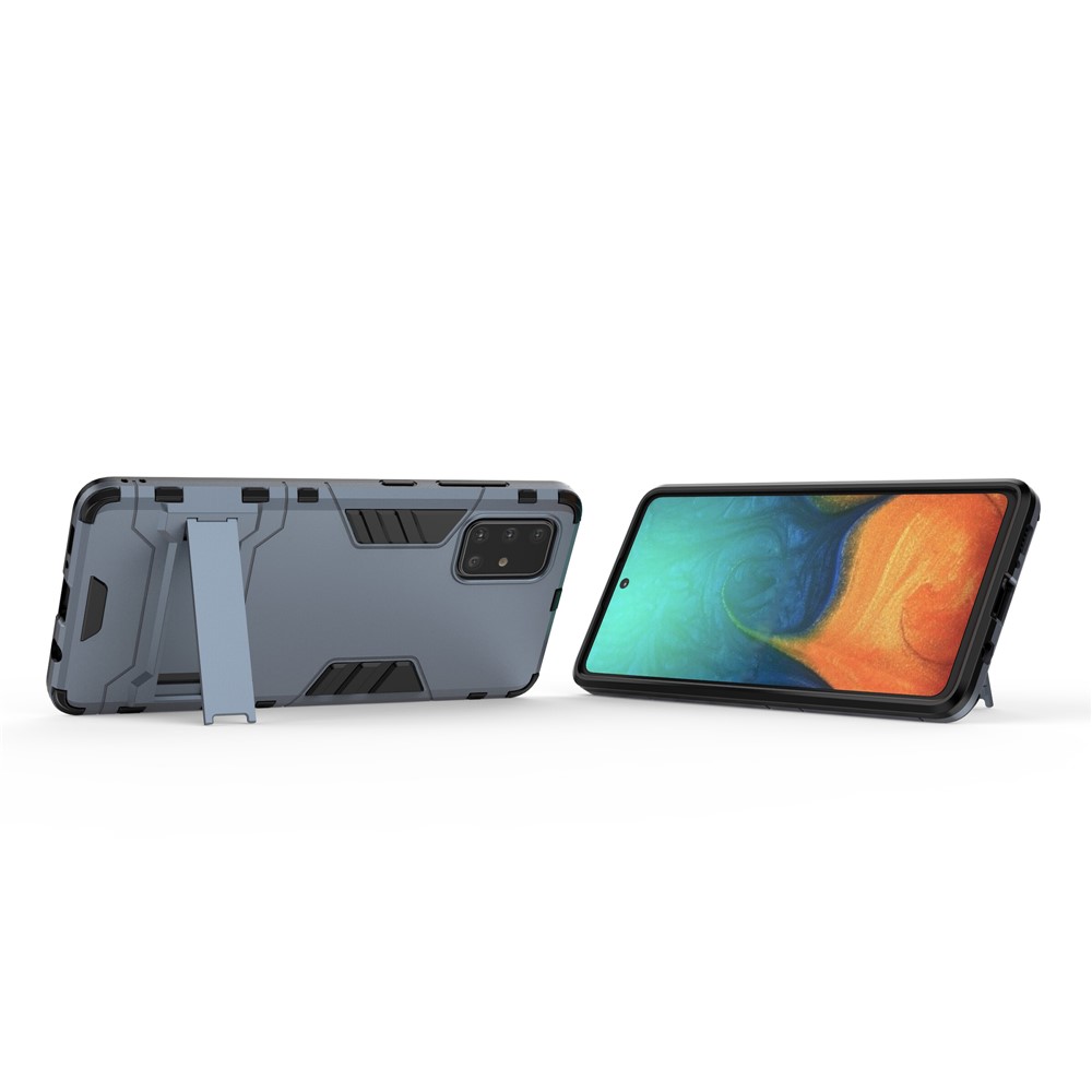 2-in-1 PC + TPU Phone Shell with Kickstand for Samsung Galaxy A71 - Blue-3