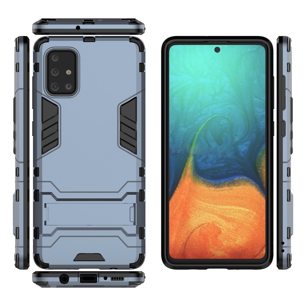 2-in-1 PC + TPU Phone Shell with Kickstand for Samsung Galaxy A71 - Blue-5