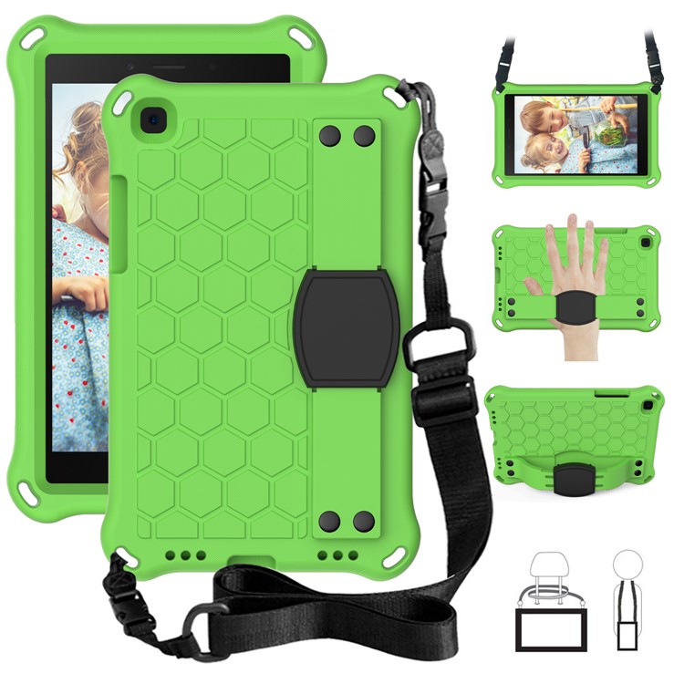 Honeycomb Texture EVA Tablet Hybrid Shell with Shoulder Strap for Samsung Galaxy Tab A 8.0 Wi-Fi (2019) SM-T290 T295 - Green / Black-1