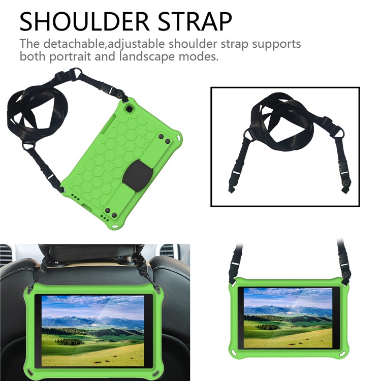 Honeycomb Texture EVA Tablet Hybrid Shell with Shoulder Strap for Samsung Galaxy Tab A 8.0 Wi-Fi (2019) SM-T290 T295 - Green / Black-2