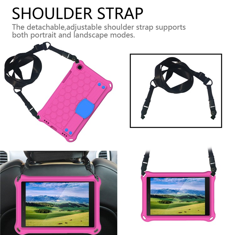 Honeycomb Texture EVA Tablet Hybrid Shell with Shoulder Strap for Samsung Galaxy Tab A 8.0 Wi-Fi (2019) SM-T290 T295 - Rose / Blue-2