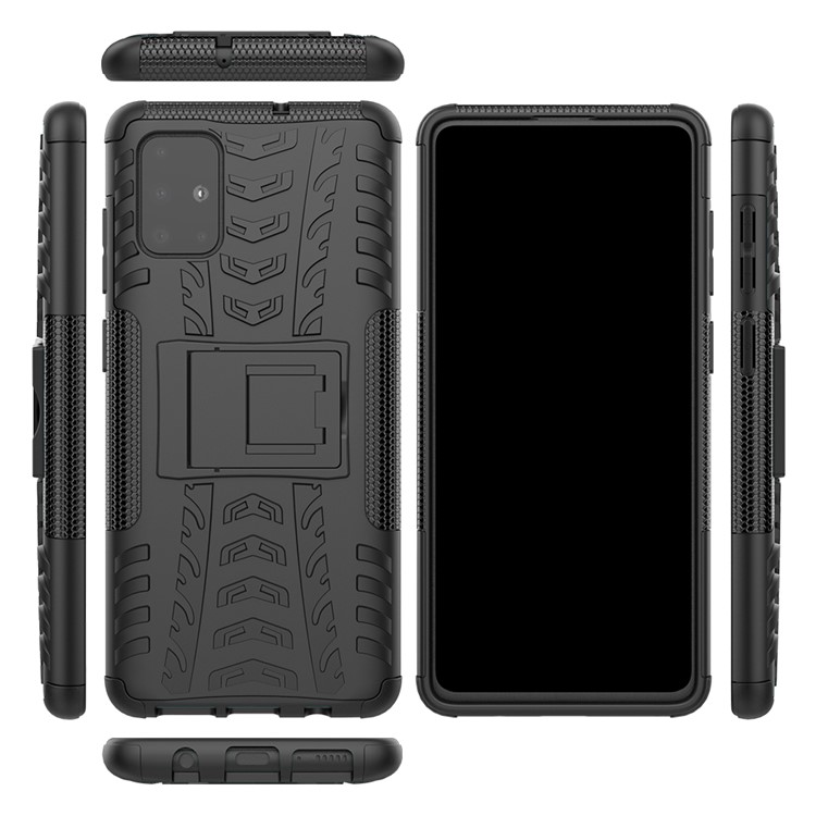 Caso Híbrido Anti-deslizamento PC + TPU Com Kickstand Para Samsung Galaxy A71 - Preto