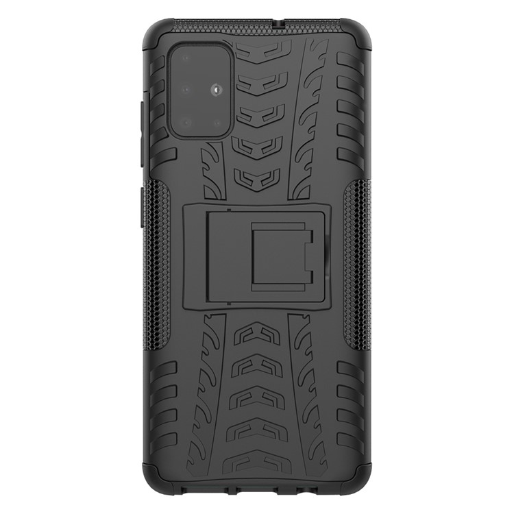 Anti-slip PC + TPU Hybrid Case Con Kickstand Para Samsung Galaxy A71 - Negro