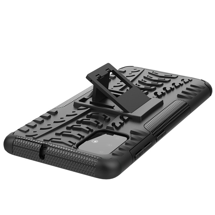 Anti-slip PC + TPU Hybrid Case Con Kickstand Para Samsung Galaxy A71 - Negro