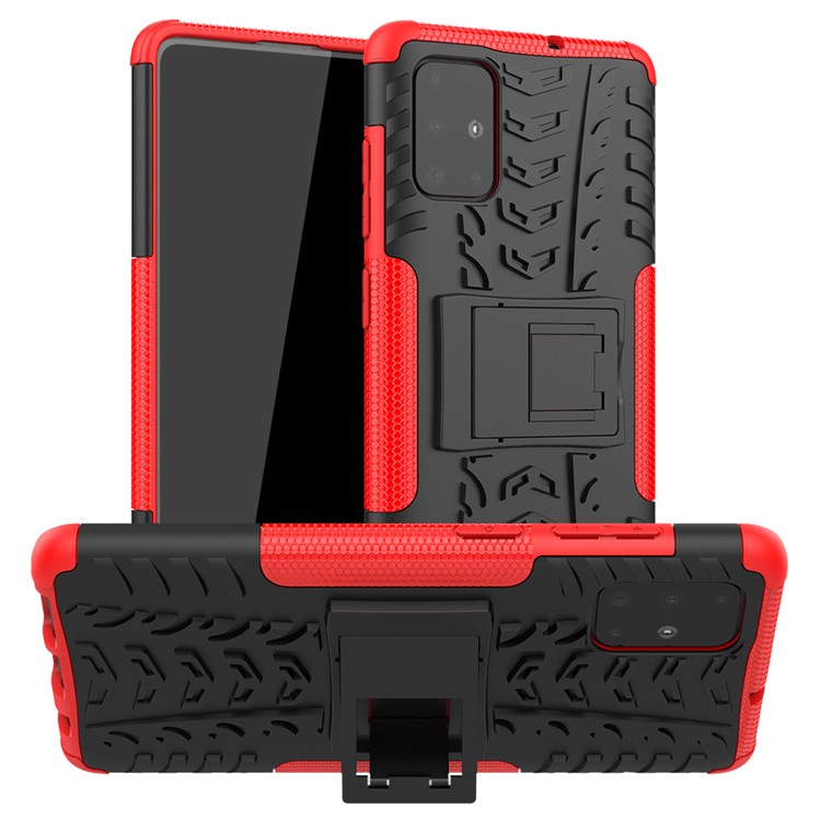Anti-slip PC + TPU Hybrid Case with Kickstand for Samsung Galaxy A71 - Red-1