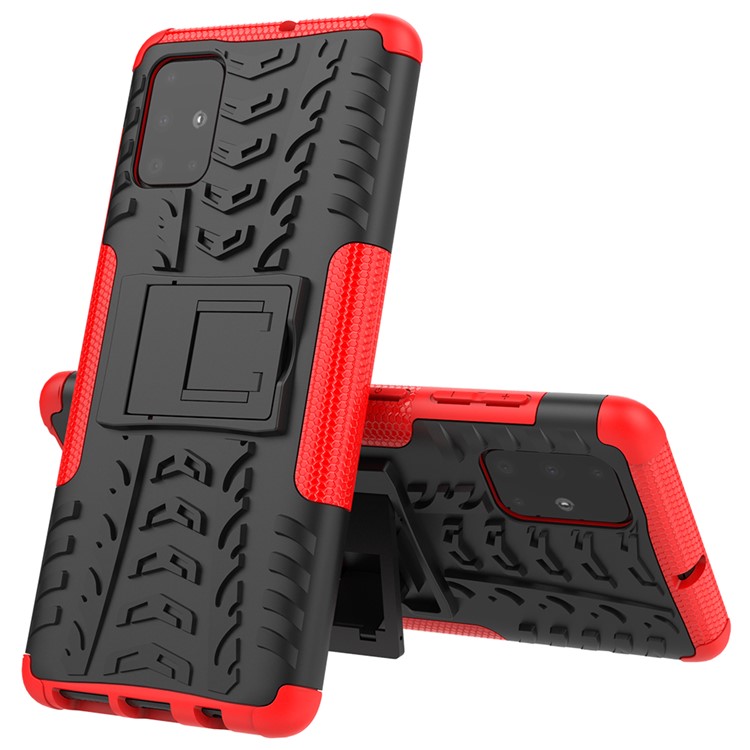 Anti-slip PC + TPU Hybrid Case with Kickstand for Samsung Galaxy A71 - Red-10