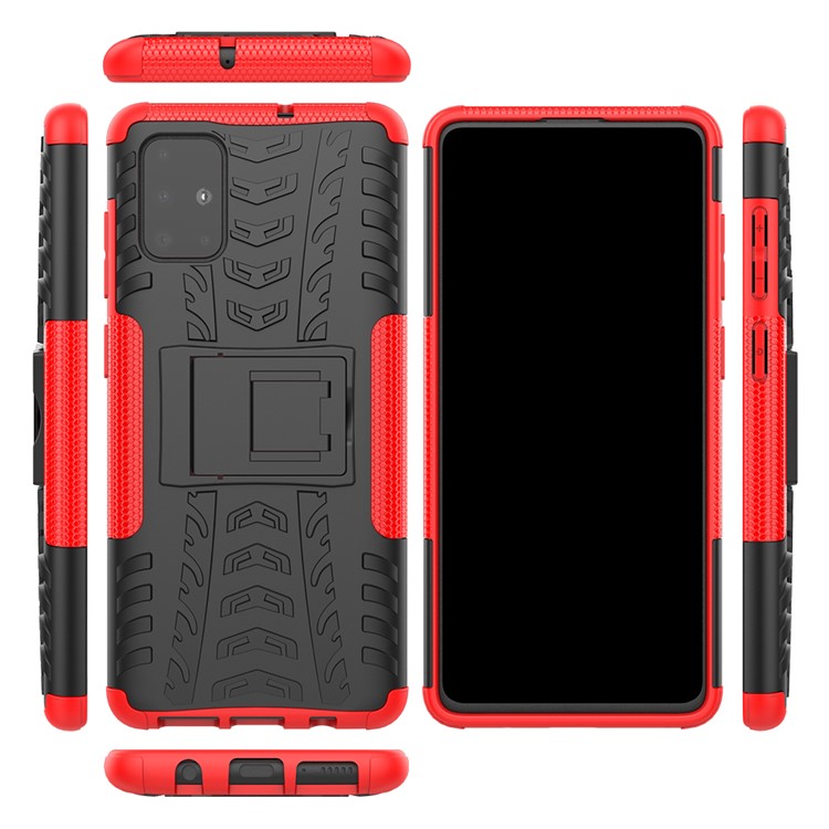 Anti-slip PC + TPU Hybrid Case with Kickstand for Samsung Galaxy A71 - Red-2