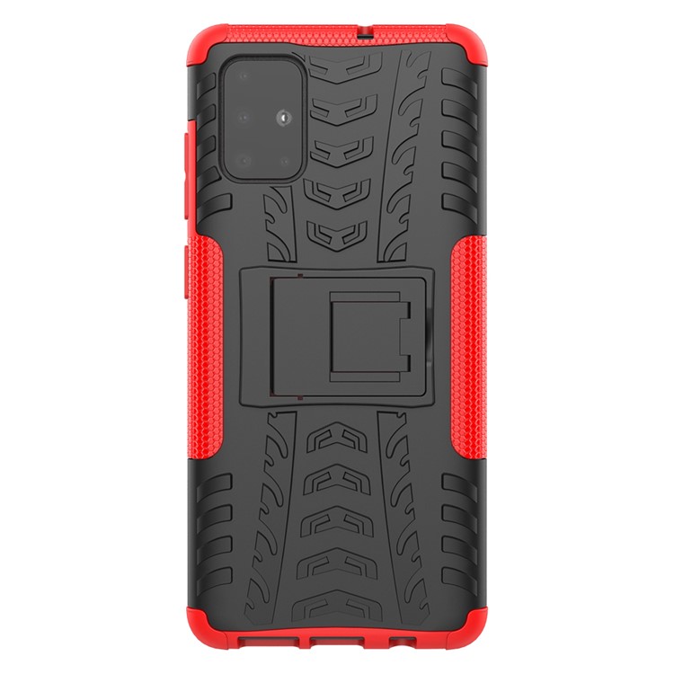 Anti-slip PC + TPU Hybrid Case with Kickstand for Samsung Galaxy A71 - Red-3