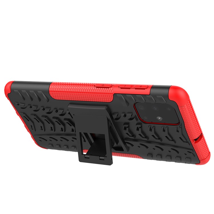 Anti-slip PC + TPU Hybrid Case with Kickstand for Samsung Galaxy A71 - Red-5