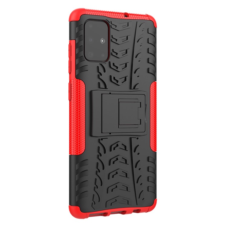 Anti-slip PC + TPU Hybrid Case with Kickstand for Samsung Galaxy A71 - Red-8