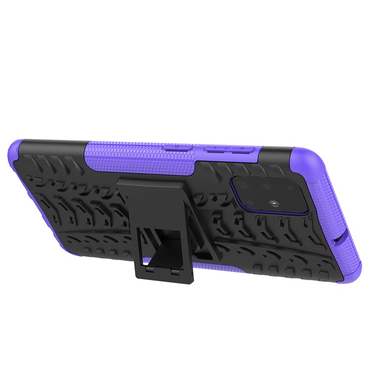 Anti-slip-pc + Tpu-hybridfall Mit Kickstand Für Samsung Galaxy A71 - Violett-4