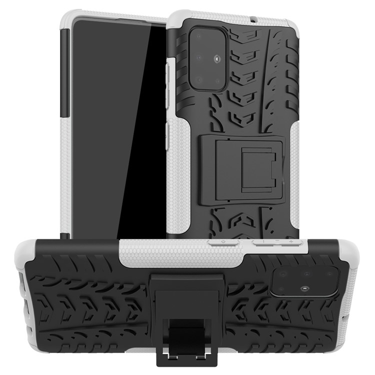 Anti-slip PC + TPU Hybrid Case with Kickstand for Samsung Galaxy A71 - White-1