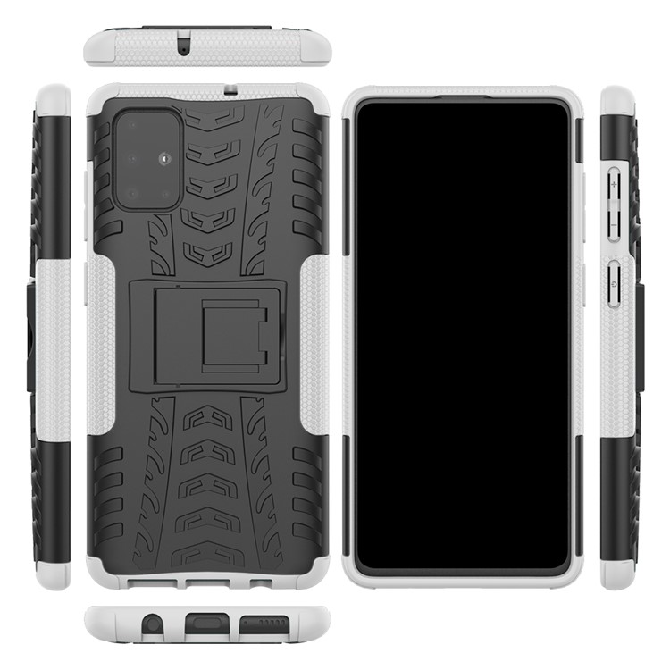 Anti-slip PC + TPU Hybrid Case with Kickstand for Samsung Galaxy A71 - White-2
