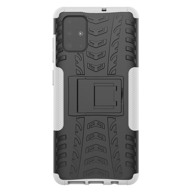 Anti-slip PC + TPU Hybrid Case with Kickstand for Samsung Galaxy A71 - White-3