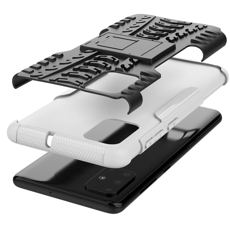 Anti-slip PC + TPU Hybrid Case with Kickstand for Samsung Galaxy A71 - White-6