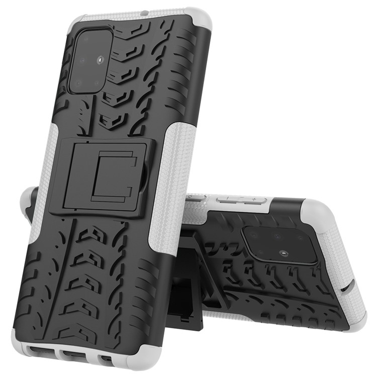 Anti-slip PC + TPU Hybrid Case with Kickstand for Samsung Galaxy A71 - White-9