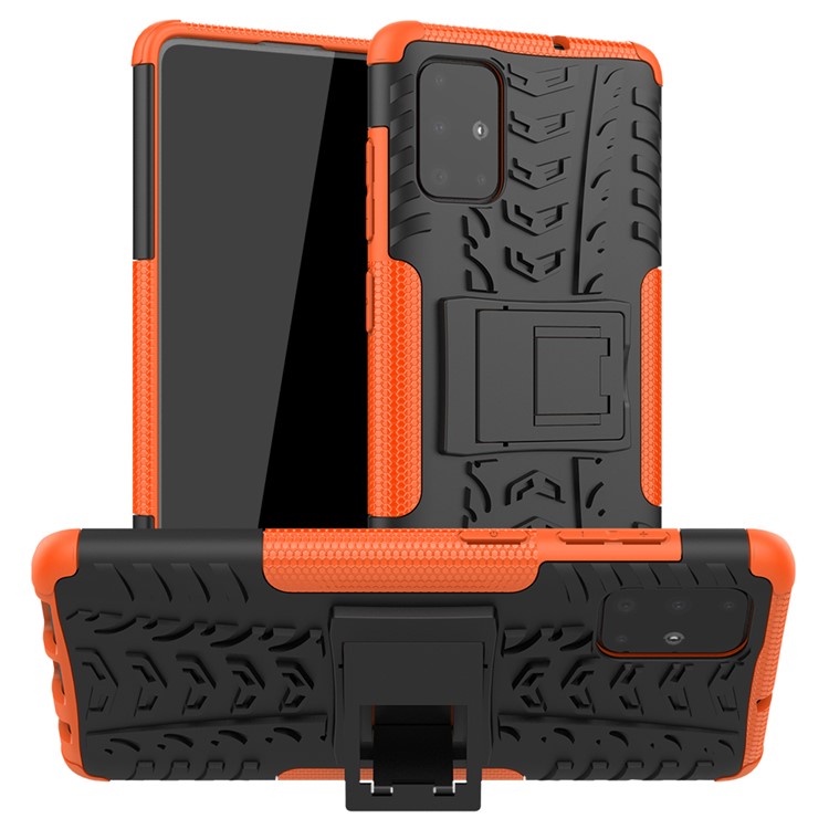 Anti-slip PC + TPU Hybrid Case with Kickstand for Samsung Galaxy A71 - Orange-1