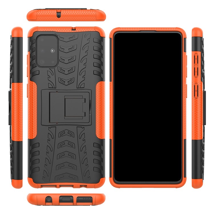 Anti-slip PC + TPU Hybrid Case with Kickstand for Samsung Galaxy A71 - Orange-2