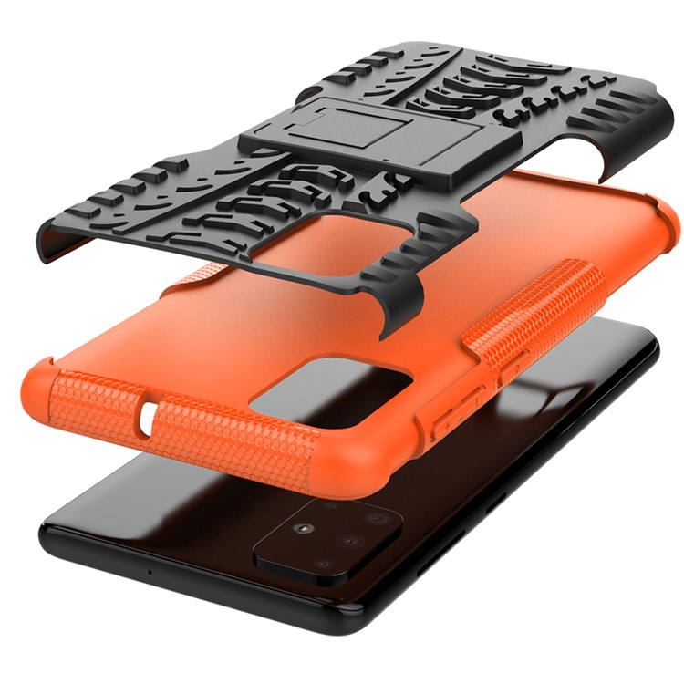 Anti-slip PC + TPU Hybrid Case with Kickstand for Samsung Galaxy A71 - Orange-6