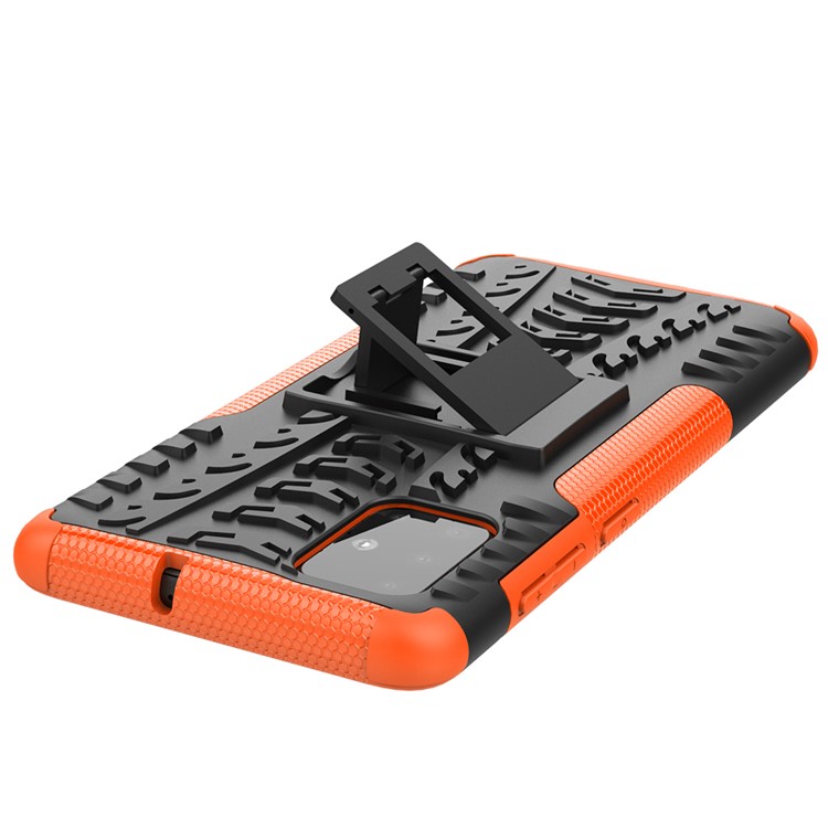 Anti-slip PC + TPU Hybrid Case with Kickstand for Samsung Galaxy A71 - Orange-7