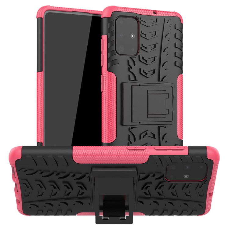 Custodia Ibrida PC + TPU Anti-slip Con Cavalletto Per Samsung Galaxy A71 - Rosa