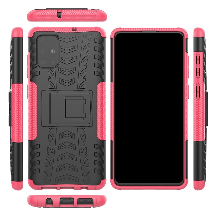 Anti-slip PC + TPU Hybrid Case with Kickstand for Samsung Galaxy A71 - Rose-2