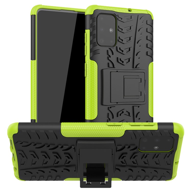 Anti-slip PC + TPU Hybrid Case with Kickstand for Samsung Galaxy A71 - Green-1