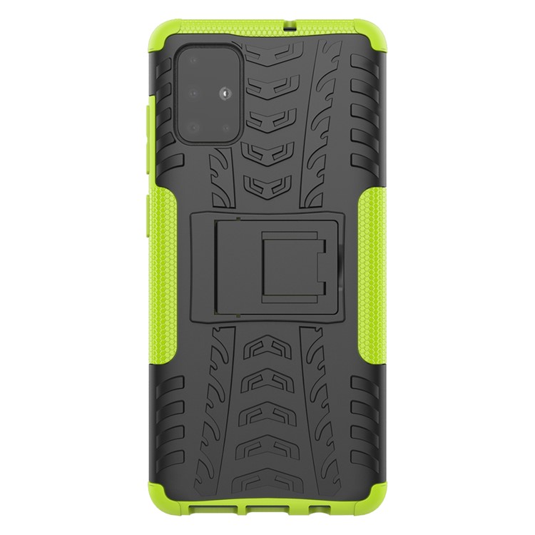 Anti-slip PC + TPU Hybrid Case with Kickstand for Samsung Galaxy A71 - Green-11