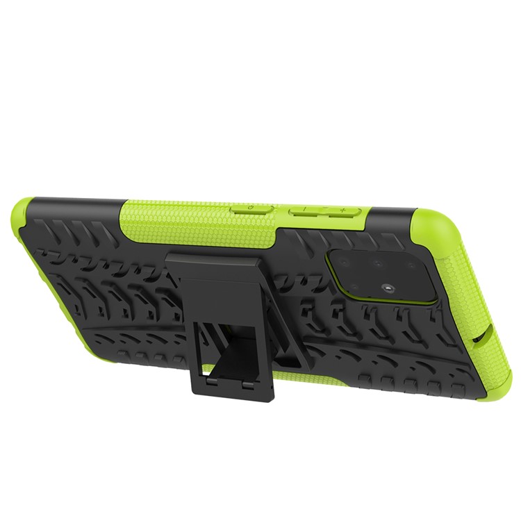 Anti-slip PC + TPU Hybrid Case Con Kickstand Para Samsung Galaxy A71 - Verde-13