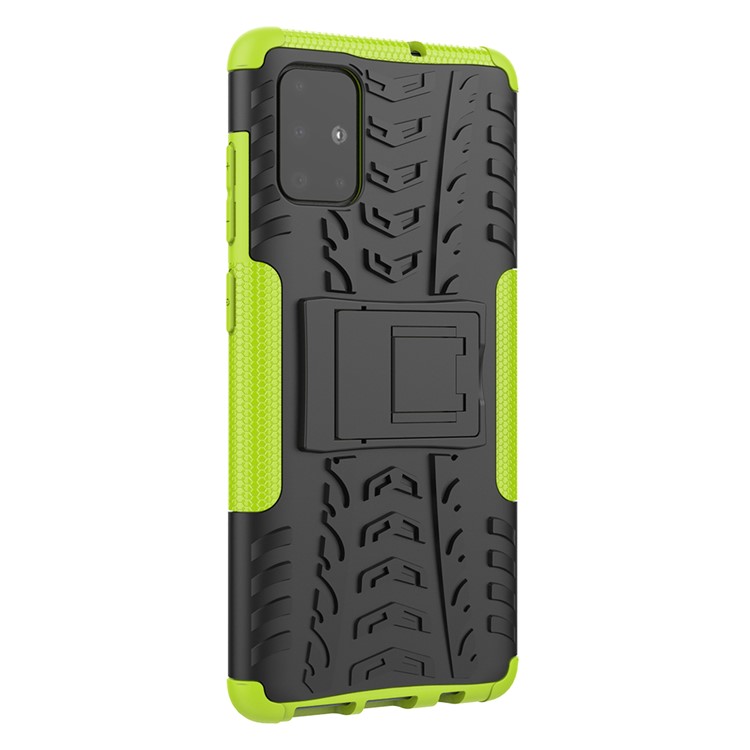 Anti-slip-pc + Tpu-hybridfall Mit Kickstand Für Samsung Galaxy A71 - Grün